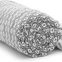 Americanflat 50x60 Throw Blanket - Soft and Breathable Cotton Throw Blanket for Couch, Bed, Chair - Decorative Blankets Perfect for Home or Outdoor Use - Cloud Grey and White Mini Diamond Design