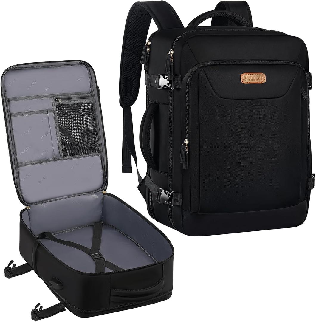 Carry on Backpack, Flight Approved Travel Backpack TSA 15.6 Inch Anti-Theft Laptop Backpack Lightweight Daypack College Weekender Overnight Bag, 16.8 * 11.4 * 7inch,Black