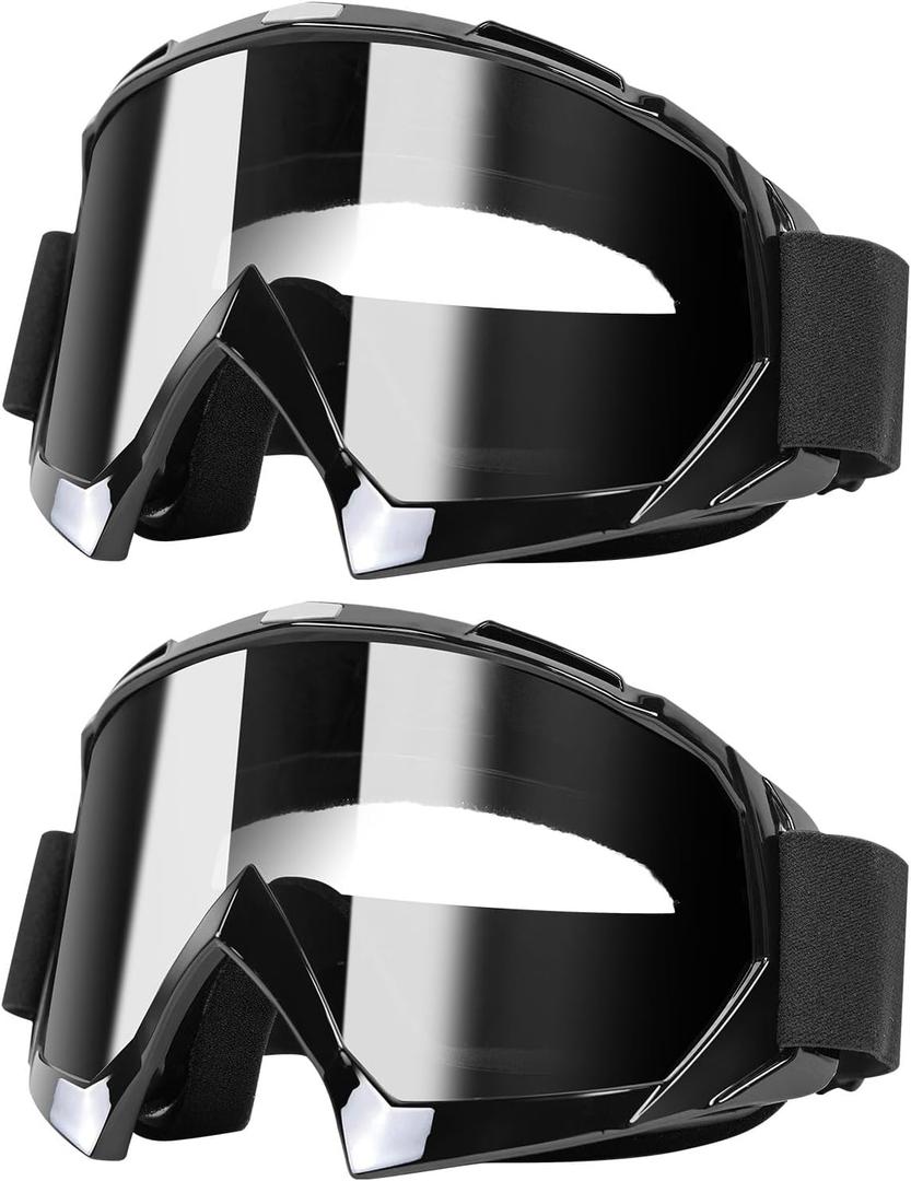 ATV Dirt Bike Goggles 2-Pack Motorcycle Motocross Windproof Glasses Wide Vision Off Road Riding Goggles for Men Women Adult Youth Kids Protective Safety Glasses Clear Lens
