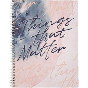 Softcover Things That Matter 8.5" x 11" Motivational Spiral Notebook/Journal, 120 College Ruled Pages, Durable Gloss Laminated Cover, White Wire-o Spiral. Made in The USA