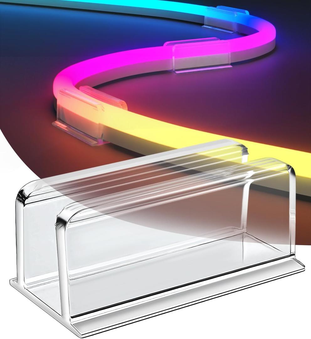 Neon Rope Light Clips Mounting - 30Pcs Clear Waterproof LED Strip Clip Brackets - Adhesive Wall Mount Holder for Govee and Other Neon LED Lights Strips (Not Support H61A2 & H61A0)