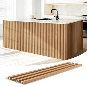 LARWORKS WPC Slat Wall Panels 16 Pack 48" x 6.6", Waterproof Fluted Wall Paneling, Accent 3D Wall Panel for Wall Decor, Bathroom, Bedroom, Office - High Grille Elm (Cover Approx.35 sq.ft)