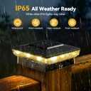 Solar Post Cap Lights, 6 Pack Upgraded Outdoor Deck Fence Post Solar Lights for 4x4 5x5 Wood/Vinyl Posts, IP65 Waterproof, 10-12 Hours Warm/Cool White Glow for Garden/Patio/Porch - Black