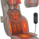 Shiatsu Massage Cushion for Neck and Back with Heat - 4D Kneading, Vibration for Muscle Relief, Dual-Neck Design, Adjustable Intensity and Height for Office Chair and Home Use, Brown