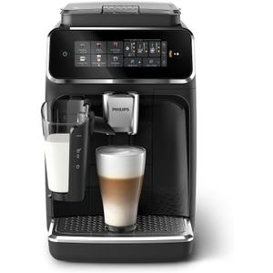 Philips 3300 Series Fully Automatic Espresso Machine with LatteGo Milk System and integrated grinder, 6 Hot & Iced Coffee Pre-Sets, 40% Quieter SilentBrew, 15-Bar Pressure, Glossy Black (EP3341/50)