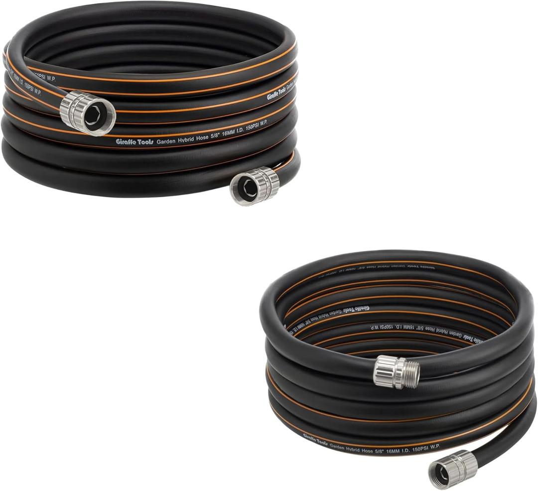 Giraffe Tools Garden Hose 30ft x 5/8", Custom Length, Heavy Duty, No Kink, Flexible with Leader Hose 12ft x 5/8", Custom Length, Heavy Duty, No Kink, Flexible