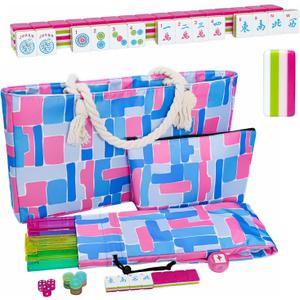 TIASUSAN 4 Layer Engraved American Mahjong Tile Set, 166 Acrylic Mahjong Tiles with Bags, Racks and Pushers, Accessories