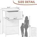 Somdot Dresser for Bedroom with 3 Drawers, Storage Organizer Chest of Drawers with Removable Fabric Bins for Closet Bedside Living Room Laundry Entryway Hallway, White Leather, 11.8"D x 16.5"W x 28.1"H