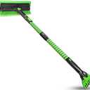 SEAAES 51 Inch Heavy Duty Snow Brush for Trucks, Stable Design Long Handle Extendable Snow Broom for SUV, Windshield Ice Scraper with Foam Grip for Car Automobile Vehicle Window - Green : Automotive