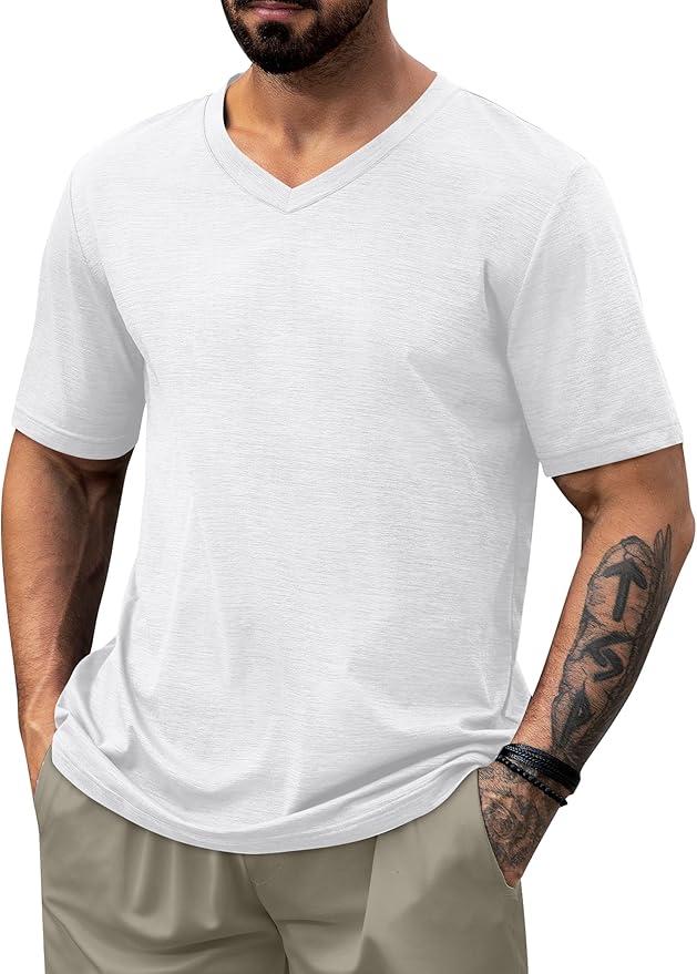 NIASHOT Mens T Shirts Short Sleeve Classic V Neck T-Shirt Casual Summer Basic Tee Shirt XL