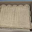 Scalloped Woven Storage Basket with Lid, Foldable, Large