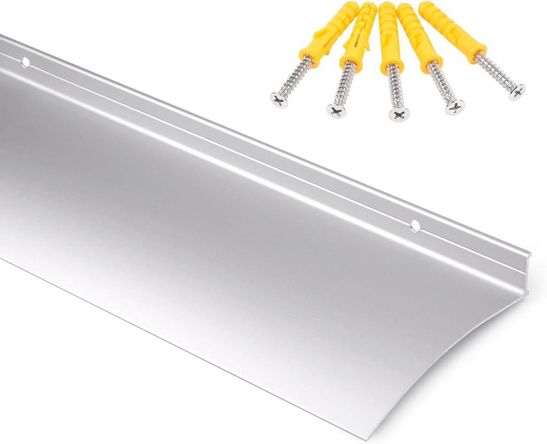 40" L Aluminum Door Rain Drip Guard Overhead, Extra Wide 4" W Door and Window Rain Deflector, Metal Door Drip Cap for Exterior Doors Window Top Roof (Silver, 1pcs)