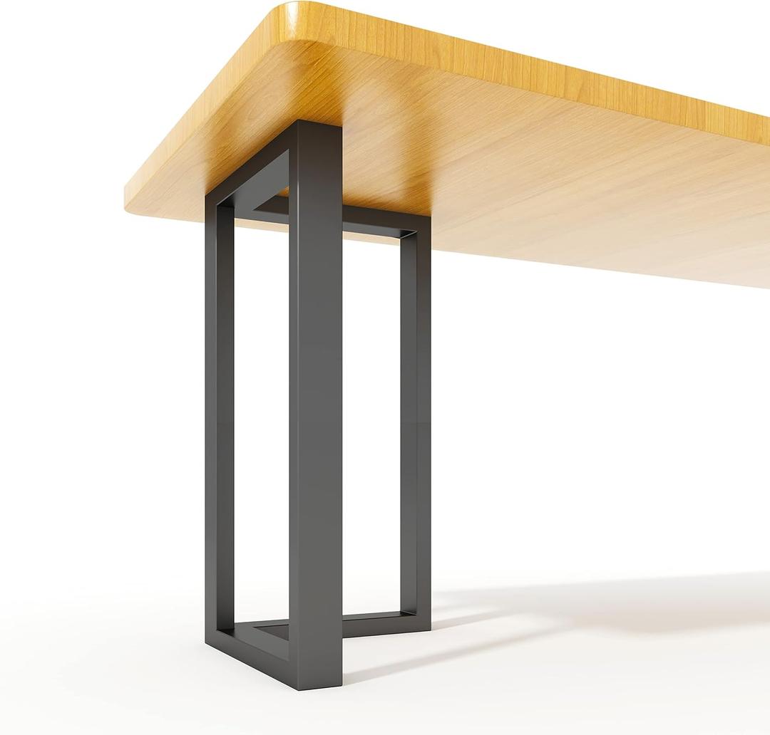 Luffioner Metal Table Legs Bench Legs, Heavy Duty Square Tube Desk Legs Furniture Legs for Coffee/Dining/Side Table (L Shape, 28"X 17.7")