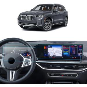 Car Screen Protector for BMW 2/3/4/Series, X5/X6/X7/iX 2023 2024 2025 2026 Accessories Navigation Digital Instrument Cluster Dual Displays Nano Screen Protector Film HD Clear 12.3''- 2PCS