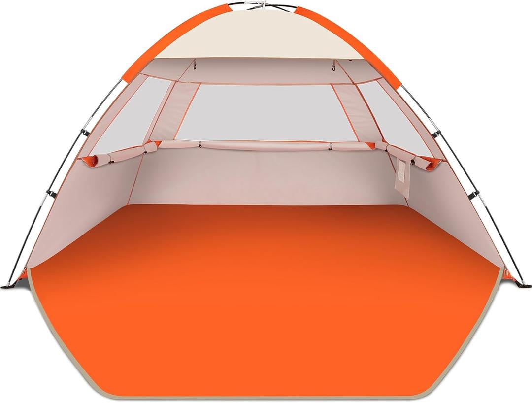 Gorich Beach Tent Sun Shelter for 3/4/6/8/10 Person with UPF 50＋ UV Protection, Lightweight & Easy Setup Beach Shade Canopy, Portable Beach Shade Tent Beach Cabana (3 Person)