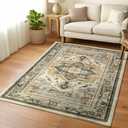 Muddy Mat® Floral Multicolor 5x7 Boho Area Rug – Washable Area Rugs for Living Room, Bedroom & Dining Room – Modern Soft Low Pile Non Slip Carpet – Pet Friendly Waterproof Foldable Rugs for Home