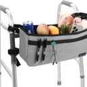Walker Basket for Seniors, Walker Accessories, Folding Walker Bag with Large Capacity & Never Tipping Over, Best Gift- Gray (Not Fit Rollator Walkers)
