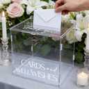 Clear Acrylic Card Box with Lock & Slot, Transparent Elegant Wedding Card Boxes for Reception, DIY Money Envelop Gift Cards Box for Party Graduation Wedding Birthday Bridal Shower Table Decor