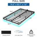 Full Size Floating Platform Bed Frame with Smart RGB LED Lights & Charging Station, Sturdy Metal Bed Frames, No Box Spring Needed,Easy Assembly