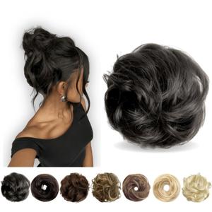 Messy Bun Hair Piece Human Hair, Hair Buns Hair Piece, Updo Hairpieces for Women Natural Black (5.5 Inch)