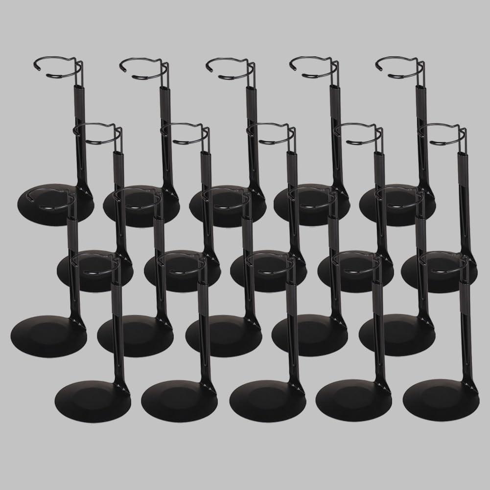 UCanaan 20 pcs Doll Stand - Action Figure Stands with Expandable Waist Wire for 8"-14" Dolls Doll Stands for 8 to 12inch Dolls Suitable for 1/6 Dolls AccessoriesAction Figure Stand (Black, 20)