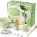 Matcha Whisk Set, Matcha Bowl with Spout, Matcha Whisk & Holder, Stainless Sifter and Bamboo Scoop, Complete Matcha kit Gift for Matcha Lovers & Starter