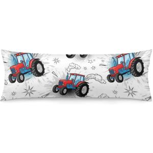 Kids Body Pillow Cover with Zipper Monster Truck Bedding Long Pillow Case for Body Pillows Colorful Vehicle Soft 20x54 Inches Body Pillowcase for Boys Bedroom Decor