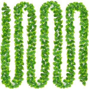 4 PCS Artificial Monstera Leaf Vines, 5.9 FT Fake Hanging Plants Greenery Garland Ivy Palm Leaves, Tropical Luau Greenery Vine for Home Garden Porch Party Beach Hawaiian Party Indoor Outdoor Dcor