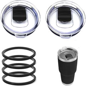 32 oz Replacement Lid for Yeti Lids, Splash Resistant 32 oz Straw Mug, BPA Free with 4 Silicon rubber Gaskets O-Ring (2 Pack)