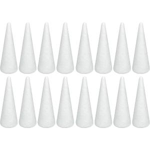 Crafjie 16 Pack Craft Foam Tree Cones for DIY Arts and Crafts (2.76 x 7.2in), White Polystyrene Foam Cone, Polystyrene Foam Cones, for DIY Christmas Gnomes, Christmas Tree, Holiday Decor