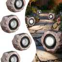 4 Pack Solar Rock Lights Outdoor, Angle Adjustable Solar Lights Outdoor Waterproof, LED Solar Garden Lights, Auto On/Off Landscape Lighting for Yard Pathway Patio Flower Bed - White Glow (Stone Brown)