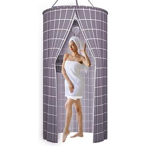 39.4inx78.8in Round Waterproof Shower Curtain Outdoor Single Hanging Shower Cover with Storage and Double Zipper Foldable in Indoors Bathrooms and Travel Outdoors