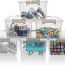 Citylife 1.3 QT 6 Pack Small Storage Bins Plastic Storage Container Stackable Box with Lids for Organizing, Clear White