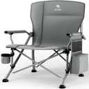 XL Premium Camping Chair - 400lb Capacity, Oversized 23.7" Wide Seat, Heavy Duty 600D Oxford Fabric, Padded Camping Chair Portable for Outdoor, Beach, Tailgate Parties Solid Slate, XL Silver Steel Frame