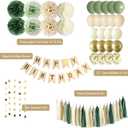 ANSOMO Sage Green Happy Birthday Party Decorations Retro Green Nude Ivory Dark Olive Kraft Paper Banner Balloons Neutral Rustic Boho Blush Safari Botanical Greenery Wild Dcor Supplies Women Adults