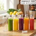 Brieftons Clear Glass Water Bottles With Caps: 6 Pack, 18 Oz Premium Soda Lime, Reusable Drinking Bottle, Sauce Jar, Juice Beverage Container, Kefir Kit, With Leakproof Lids and Cleaning Brush