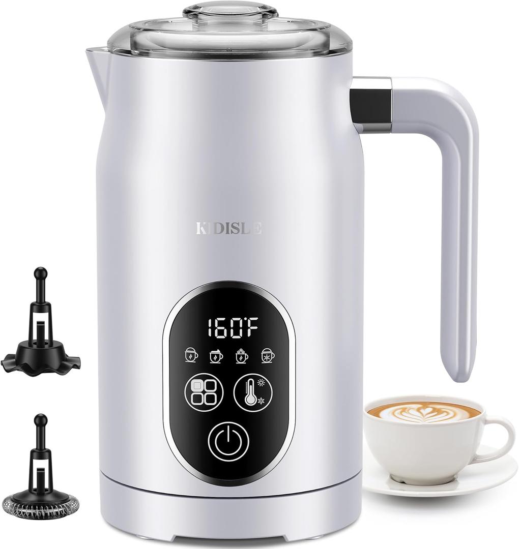 4-in-1 Electric Milk Frother and Steamer with Auto Temperature Control, Warm & Cold Foam Maker, Fast Frother for Coffee, Latte, Hot Chocolate, Cappuccino, Macchiato, White