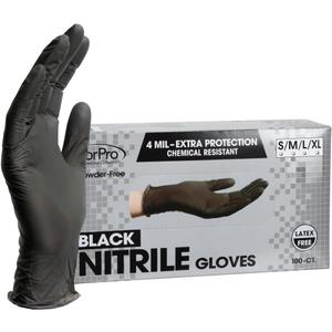 ForPro Professional Collection Disposable Nitrile Gloves, Chemical Resistant, Powder-Free, Latex-Free, Non-Sterile, Food Safe, 4 Mil, Black, Medium, 100-Count ForPro Professional Collection Disposable Nitrile Gloves, Chemical Resistant, Powder-Free, Latex-Free, Non-Sterile, Food Safe, 4 Mil, Black, Medium, 100-Count