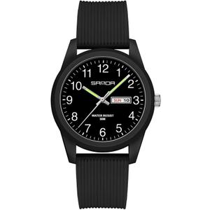 Men Women Watch Minimalist Sports 50M Waterproof Luminous Day Date 42mm Lightweight ABS TPU Strap Analog Quartz Casual Everyday Gift (Black)