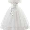 Flower Girl Dresses Lace Embroidery Off The Shoulder Tulle Dress Communion Pageant Wedding Dance Gown Size 170