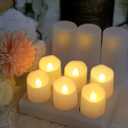 Rechargeable Tea Lights LED Flameless Christmas Candles, Set of 6 Electric Votive Tealights Flickering Candle with Remote Timer and Charging Holder for Home Centerpiece Party Holiday Decorations