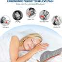 Memory Foam Pillows Neck Pillow Bed Pillow for Sleeping, Ergonomic Cervical Pillow for Neck and Shoulder Pain Relief, Orthopedic Contour Pillow for Side Back Stomach Sleeper(Blue&Grey)