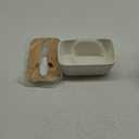 Larger Butter Dish with Cover-22Oz Ceramics Butter Container with Bamboo Lid for Countertop,Double-layer Silicone Sealing with Covers Perfect for East West Coast Butter (White with Words)