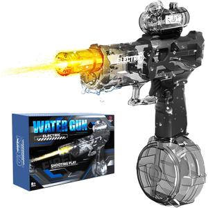 WaRiot Automatic Electric Squirt Gun for Adults Kids, Automatic Squirt Gun with 26FT Range, Super Blaster Soaker High Capacity Pistol for Beach Swimming Toy LED Electric Water Gun (1BK) (Black)