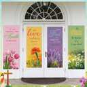 Panelee 4 Pcs Church Banners for Sanctuary Wall Blooming Flower Church Banners with Scripture Inspirational Religious Praise Bible Verses Hanging Backdrop Signs for Sunday School Worship Decoration