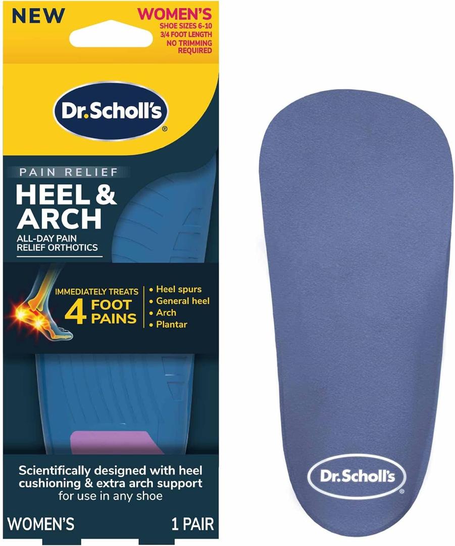 Dr. Scholl's Heel & Arch All-Day Pain Relief Orthotic Insoles,  Length Shoe Inserts, Women Size 6-10, 1 Pair