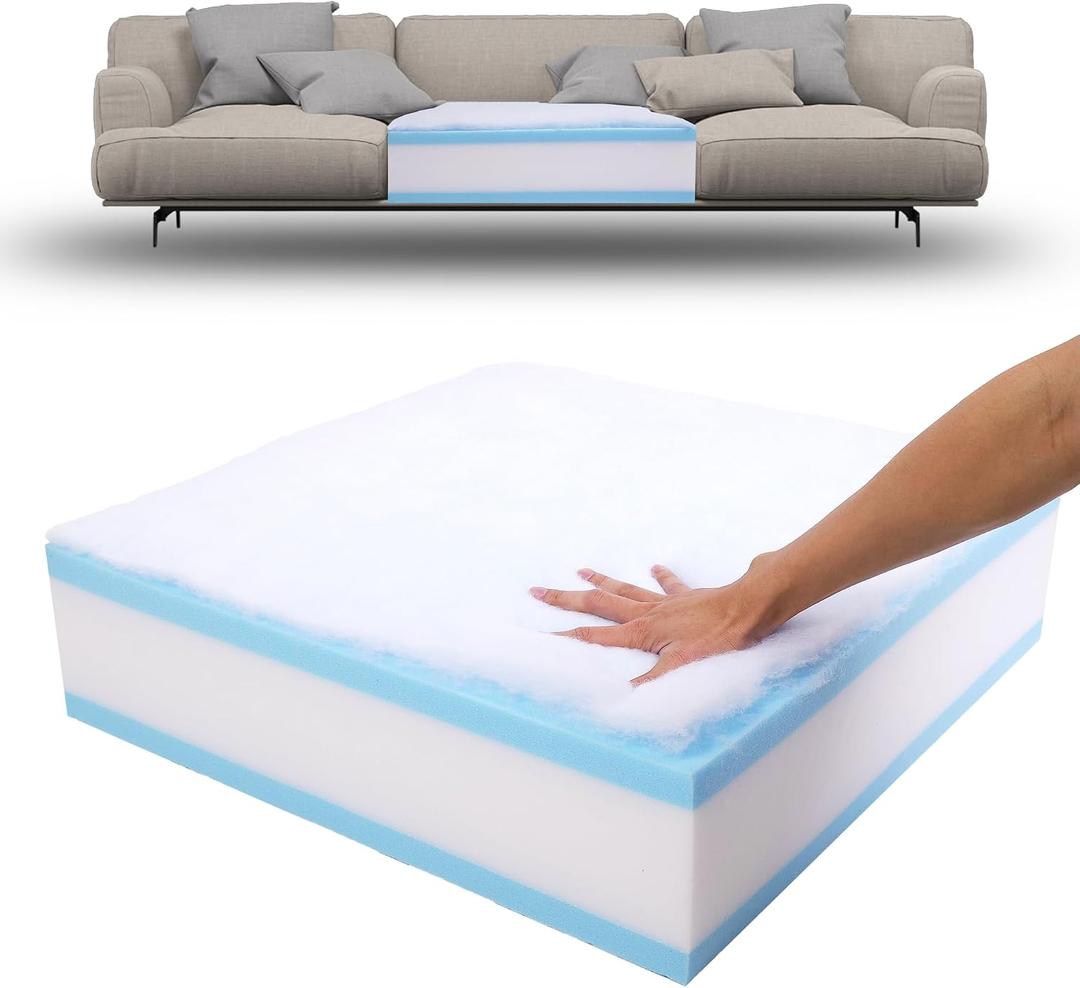 Memory Foam Couch Cushion Replacement 24"x27"x6", Thickness 5 Layer Sofa Cushions Replacement with Removable Cover, High Density 25D Upholstery Foam Replacement Couch Cushions