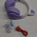 Cat Ear Kids Headphones Bluetooth, LED Light up Wireless/Wired Mode Over Ear Headphones with Build in Microphone for School/Travel (Purple)