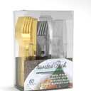 2 x Plastic Forks - Heavy Duty Gold, Silver, and Clear Plastic Forks. Assorted Sturdy Dessert, Appetizer and Cocktail Dining Forks. Premium Large Bulk Count Party Utensils