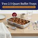 Elite Gourmet EWM-6122 Dual 2 x 2.5 Qt. Trays, Buffet Server, Food Warmer Temperature Control, Clear Slotted Lids, Perfect for Parties, Entertaining & Holidays, 5 Qt Total, Stainless Steel